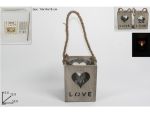 LANTERNA CON BASE IN LEGNO COLORE GRIGIO